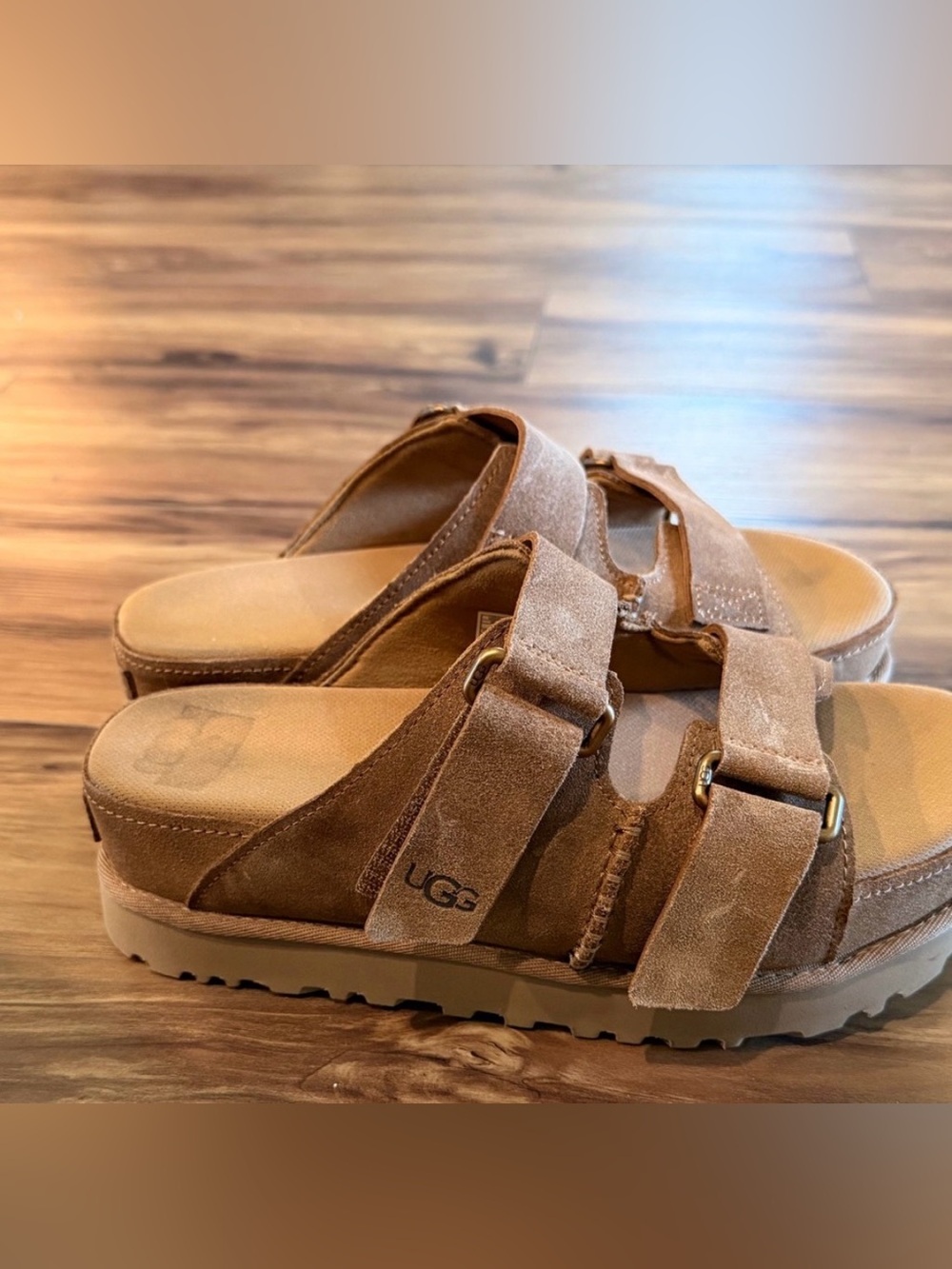 UGG Women’s Chestnut Suede Double-Buckle Slide Clog Sandals